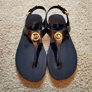 Michael Kors black/gold jelly sandals